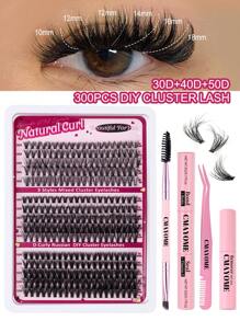 270 /300PCS DIY Lash Extension Kit, 10-18mm Length Mixed Black Single Eyelash Set, D30+D40+D50/60D+80D+100D Black D Curl Eyelash Bundle Extension Kit, Large Capacity Cluster False Eyelashes, Including Mascara Brush Tweezers Double Tip Adhesive Eyelash Removal Cream, For Home And Travel