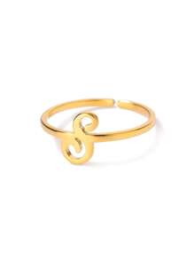 1 Pc Fashion Initial A-Z Letter Ring For Women Gold Color Stainless Steel Geometric Open Ring Birthday Party Friends Jewelry Gift