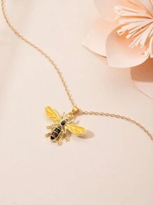 1 Peça Colar Pingente de Liga de Zinco de Abelha Adorável para Mulheres, Acessório de Presente