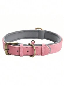 CP361 Color Block Pet Collar With Breathable Lining, Vintage Leather Dog Walking Collar - Pink - View 2