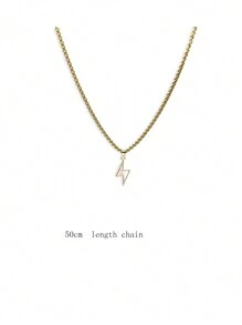 1 件 18K 镀金不锈钢链配镀铜闪电吊坠项链，个性化时尚配饰，适合日常佩戴、嘻哈、街舞、送给朋友的礼物、父亲节 - 金色 - 查看 4