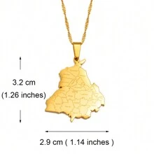 1pc 3.2cm India Punjab State Map Pendant Necklace Jewelry - Multicolor - View 4
