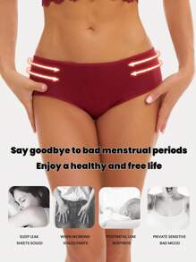 3 piezas/Paquete Bragas menstruales a prueba de fugas para mujeres, de unicolor, sencillas, ropa interior de seguridad transpirable