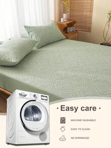 1件防水床笠，纯色亲肤床垫保护套，防滑床垫罩，防尘床罩，柔软舒适的卧室床上用品，深口袋床垫保护套，花卉图案，适用于单人床、双人床、大号床、特大号床，仅含床笠，可机洗 - 綠色 - 查看 7