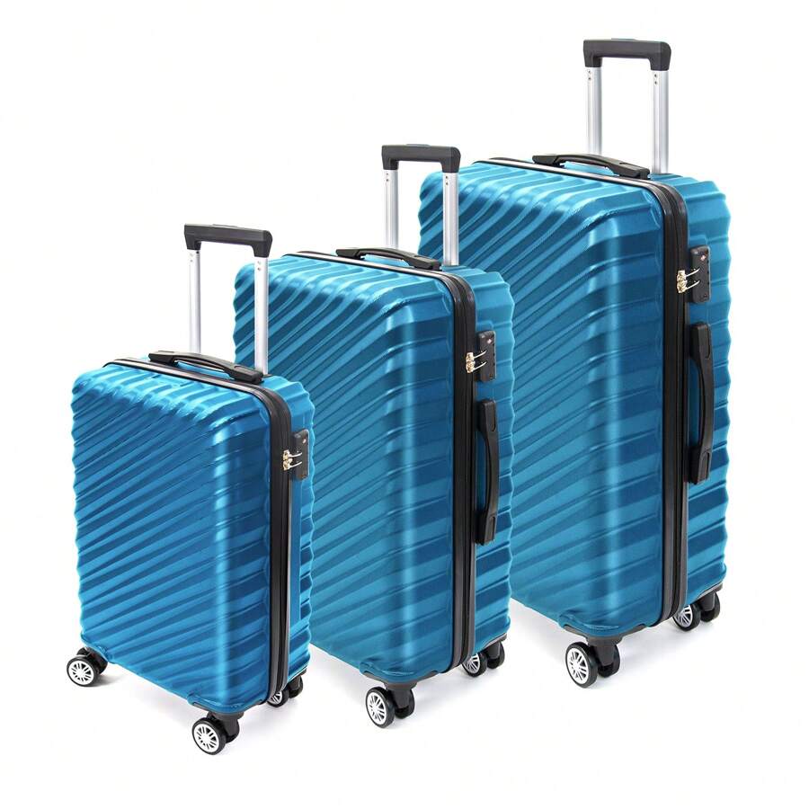 Three Piece Luggage Sets ABS Hard Shell Lightweight Durability Suitcase