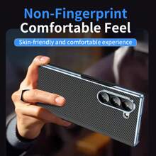 Ốp điện thoại có thể gập lại Samsung Galaxy Z Fold 6/5/4, Kết cấu sợi carbon tinh tế, Bảo vệ bản lề, Mạ điện chân không, Gấp tự do, Không có nắp trước Thiết kế siêu mỏng, Tấm nền kết cấu sợi carbon liền mạch - màu đen - Xem 5