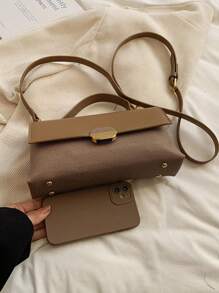 Túi xách vuông nhỏ thời trang độc đáo màu khối vai chéo thời trang dành cho nữ năm 2025 - Cà phê nâu - Xem 5