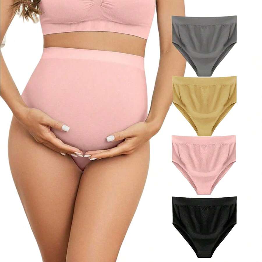 Kit 4 High Postpartum Maternity Panties Hot Pants Maternity - Nhiều màu - Xem 1