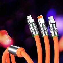 Cable de carga y datos 3 en 1 de 120W y 6A de aleación de zinc, carga súper rápida, compatible con iPhone, , Redmi, POCO, , P40, OPPO, teléfonos Android, cámaras, MP3 y adaptador universal
