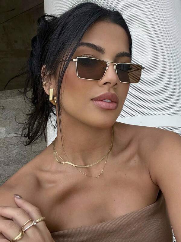 1 Stück/2 Stück Metall-Quadratbrille mit kleinem Rahmen, Vintage, Modebrillen und personalisierte Alltagskleidung, Strandaccessoires, Sonnenbrillen Strandaccessoires für Frauen Brillen Sonnenbrillen Basics Herbst Winter Damen Outfits Kleidung Business Lässig Geschenke Y2K Festival Musikfestival für Sommerurlaub am Strand, Outdoor, Reisen