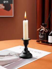 1个金属铁质哑光金色烛台，简约现代欧式风格，适用于婚礼、派对、烛光晚餐、家居装饰、房间装饰、礼品 - 黑色 - 查看 8