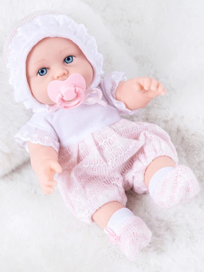 Christmas Decoration 30CM Simulation Silicone Doll Pink Plush Doll Cute Doll, Rubber Doll Companion For Kids, 12-Inch Baby Doll For Pretend Play