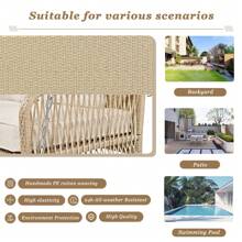 Sweiko Sweiko Gartenschaukel, Gartenmöbel-Set für den Außenbereich, Beiges Rattan, beiges Sitzkissen, 2 Sitze, mit Sitzkissen und Rückenkissen, abnehmbar und waschbar