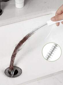 1 dụng cụ nạo vét cống thông thường, dụng cụ nạo vét cống, bàn chải làm sạch lỗ thoát nước bồn rửa, dụng cụ bắt tóc cống gia đình, bàn chải nạo vét ống, cống nhà tắm, bàn chải làm sạch bồn rửa, dụng cụ thông lỗ tắc nghẽn - trắng - Xem 3