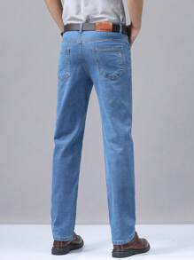Stretch & Comfortable Embroidery Design Slim Fit Business Casual Jeans For Men, Suitable For Work And Travel - Light Wash - View 7