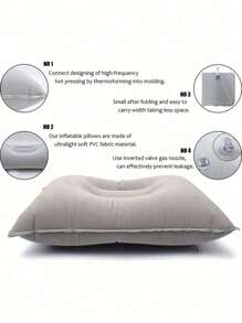 1 件舒适充气枕头，超轻 A4 尺寸充气旅行枕，小方形植绒面料气枕，适用于办公室、旅行、度假旅行、徒步旅行、露营、午睡、颈腰支撑，多种颜色可选 - 彩色 - 查看 2