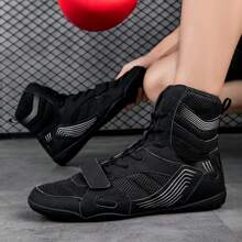 TACHUAN 1 Pair Women's Professional High-Top Wrestling Shoes, Boxing Training Shoes, Fitness Kickboxing Boots - Black - View 6