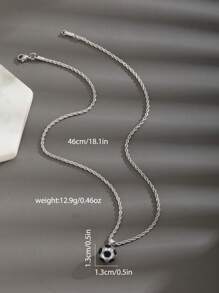 1pc Football Lover's Creative Fashion Hip-Hop Football Pendant Necklace, Stainless Steel Twist Rope Chain, Suitable For Boys Street Style, Children's Birthday Gift, Exquisite Jewelry - Silver - View 4