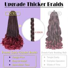 16 Strands/ Pack French Curl Crochet Braids 24 Inch 3 Packs Goddess Box Braids Crochet Hair For Women Pre Looped Crochet Box Braids With Curly Ends Synthetic French Curly Braiding Hair Extensions (3 Packs,1B/BUG) - Red Ombre - View 4