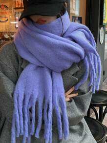 1 Women'solid Color Mohair Scarf Female Autumn Winter 2024 New All-In-One Neck Korean Version Of Advanced Sense Thick Warm Cape Suitable For Daily Use Accessories Women - Multicolor - View 15