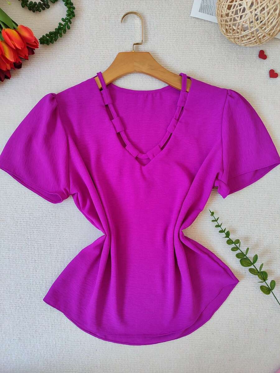 Women Tops - 玫瑰紅 - 查看 1