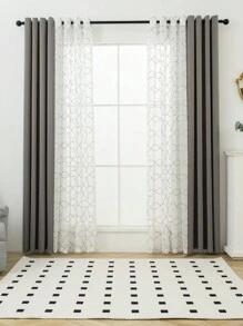 4 Panels Gray Blackout Curtains With Embroidery And Sheer, Sun-Blocking And Heat-Insulating Full Set, For Living Room, Bedroom, Dining Room Decoration - Grey - View 18