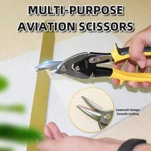 TUNGFULL Aviation Tin Snips Metal Cutter Shear Aviation Scissors Tin Scissors For Cut Sheet Metal Chrome Vanadium Steel - Yellow - View 1