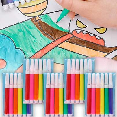 30/12Pcs Mini Watercolor Art Markers Brush Pen Highlighter Drawing Graffiti Pens For Kids School Art Supplies , Back To School Gifts