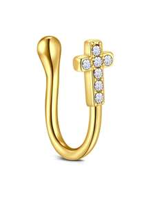CIZME 1PC Fake Nose Ring CZ African Nose Cuffs Gold Faux Septum Nose Rings Clip On Nose Jewelry For Woman Non Pierced Jewelry, Multi-Style Fake Nose Rings For Women African Nose Cuff Non Piercing Nice Gift For Her On Birthday/Valentine's Day/Christmas, Fake Septun Fake Nose Ring