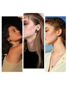 3 对装黑色透明白色厚硅胶隧道柔性耳皮空心量规适用于耳洞穿刺 - 三對混顏色 - 查看 10