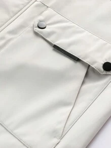 [Estilo primavera/verano] Chaqueta casual con cremallera de moda para hombres, estilo deportivo, colores sólidos - burdeos, verde, gris, diseño eslogan, gran regalo de novio, tops ligeros de primavera otoño para hombres, capucha desmontable, cortavientos, cortavientos, multibolsillo, chaqueta abrigo con estampado de letras para hombres, otoño/invierno - Blanco - Ver 7