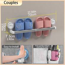 Wall-Mounted Slipper Rack, No-Drill Shoe Storage Organizer For Bathroom, Hanging Shoe Rack For Bathroom, Toilet, Balcony, Outdoor, Terrace Sandals Rack - Shoe Drying Tool - Multicolor - View 14