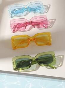 4pcs Women's Casual Cute Square Plastic Full Frame Fashion Eyeglasses Suitable For Daily Use, Blocking Strong Light, Party Decoration, Traveling - Multicolor - View 10