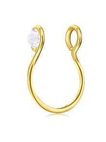 CIZME 1PC Fake Nose Ring CZ African Nose Cuffs Gold Faux Septum Nose Rings Clip On Nose Jewelry For Woman Non Pierced Jewelry, Multi-Style Fake Nose Rings For Women African Nose Cuff Non Piercing Nice Gift For Her On Birthday/Valentine's Day/Christmas, Fake Septun Fake Nose Ring