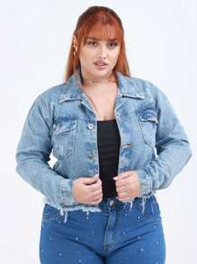 Women Denim Jackets & Coats - Màu xanh lam - Xem 6