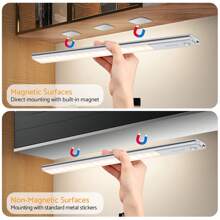 Under Cabinet Kitchen Lights  64 LED Motion Sensor Magnetic Lights 3000mAh Type-C Rechargeable,3 Color Temperature Dimmable Night Light Remote For Cupboard,Closet,Stairs Energy Class A