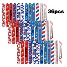 36 piezas Pulseras de presión con elementos de béisbol, pulseras deportivas tipo slap con tema de béisbol para regalos de fiesta de béisbol y cumpleaños
