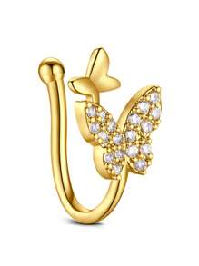 CIZME 1PC Fake Nose Ring CZ African Nose Cuffs Gold Faux Septum Nose Rings Clip On Nose Jewelry For Woman Non Pierced Jewelry, Multi-Style Fake Nose Rings For Women African Nose Cuff Non Piercing Nice Gift For Her On Birthday/Valentine's Day/Christmas, Fake Septun Fake Nose Ring