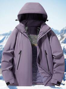 Women's New Winter Lightweight Windbreaker Jacket, Warm Waterproof Windproof Sports Stylish Solid Color Outwear