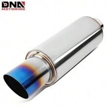 2" Inlet Stainless Steel Straight-Through Exhaust Muffler 3" Burnt Diagonal Tip