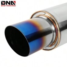 2" Inlet Stainless Steel Straight-Through Exhaust Muffler 3" Burnt Diagonal Tip