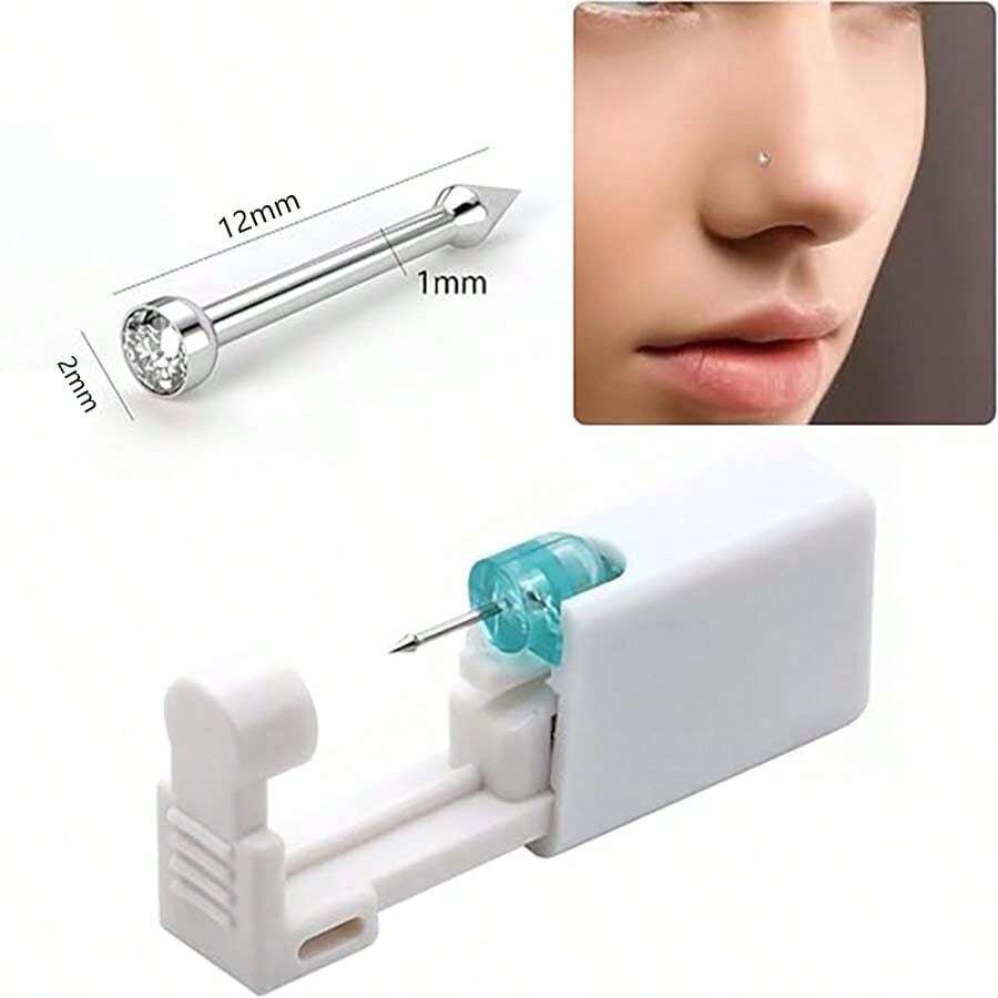 1pc Disposable Nose Piercing Gun With BuiltIn Stainless Steel Nose