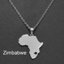 1pc Stainless Steel Jewelry Nigeria Ghana Morocco Cameroon Map Pendant Necklaces - Multicolor - View 30