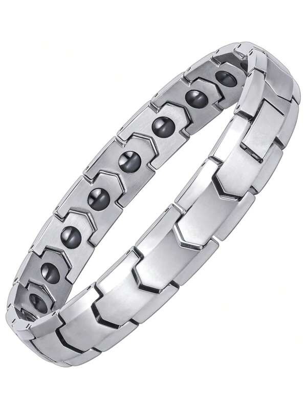 Fashionable Titanium Steel Women's Bracelet, Detachable Length With Removal Tool, Unisex Gold-Color, Black, Or Rose Gold-Color Vacuum Plated Jewelry, Personality Black And Gold Design, With 18 Built-In Magnets, Suitable For Daily Wear And Party Occasions, Great Gift For Festivals To Give To Family And Friends