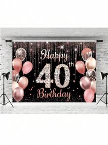 Black Gold Birthday Background Glitter Rhinestone Rose Gold Balloon Polka Dot Streamer Glitter Decoration For 16 21 40 50 60 80 Years Birthday Party Decoration Cake Table Photography Portrait Prop Background Vinyl,Christmas - 40th - View 3