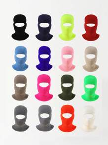 1 件男士纯色多功能单孔拉法帽针织帽，适合秋冬骑行和日常使用无檐小帽秋季装 - 彩色 - 查看 1