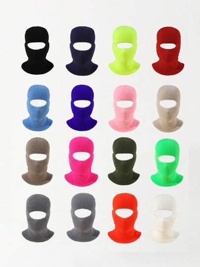 1 件男士纯色多功能单孔拉法帽针织帽，适合秋冬骑行和日常使用无檐小帽秋季装