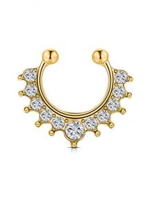 CIZME 1PC Fake Nose Ring CZ African Nose Cuffs Gold Faux Septum Nose Rings Clip On Nose Jewelry For Woman Non Pierced Jewelry, Multi-Style Fake Nose Rings For Women African Nose Cuff Non Piercing Nice Gift For Her On Birthday/Valentine's Day/Christmas, Fake Septun Fake Nose Ring