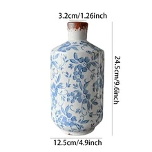 1只陶瓷青花瓷裂紋紋理花瓶，簡約優雅風格，適用於家居裝飾、水培栽種、節慶裝飾、節慶禮品 - 青花冰裂圖案 - 查看 7