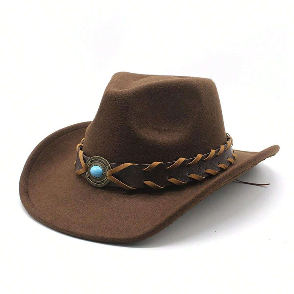 Casquette,Chapeau De Cowboy Occidental En Cuir Pour Hommes,casquette De